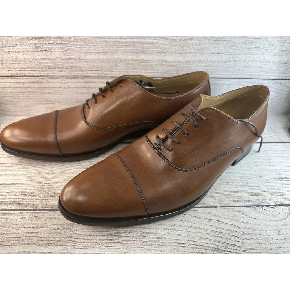 To Boot New York Men's Brandon II Leather Brown Cap Toe Oxford Shoes Size 10.5